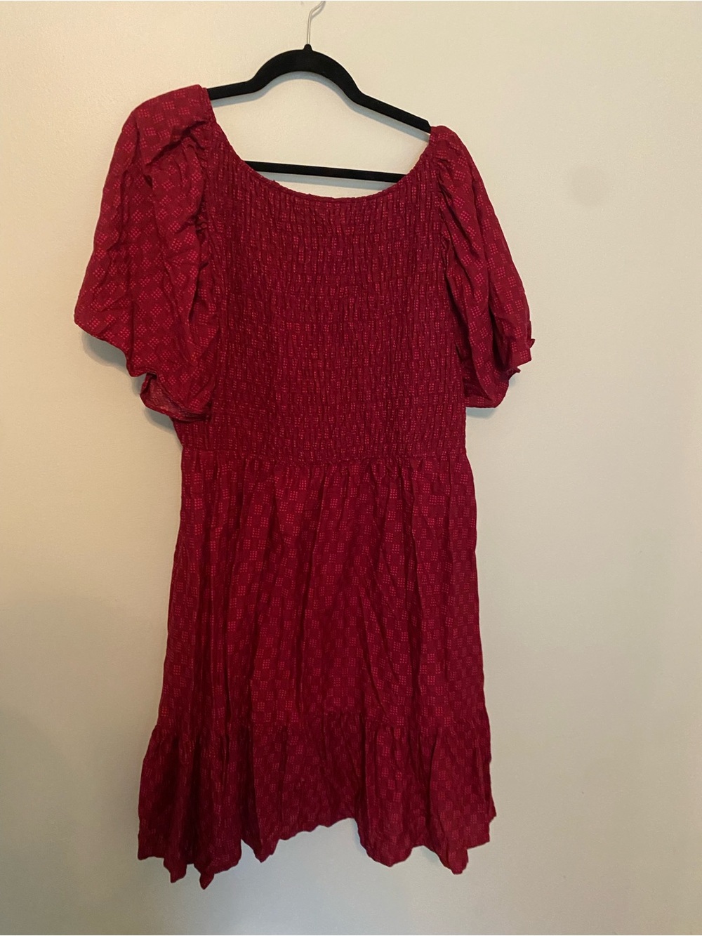 Ava & Viv Wine Red Short Flutter Sleeve Dress - Picture 7 of 7